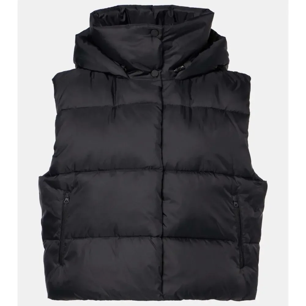 Alo Yoga Gold‎ Rush Puffer Vest Black Hooded Nylon Warm Athleisure Winter Core